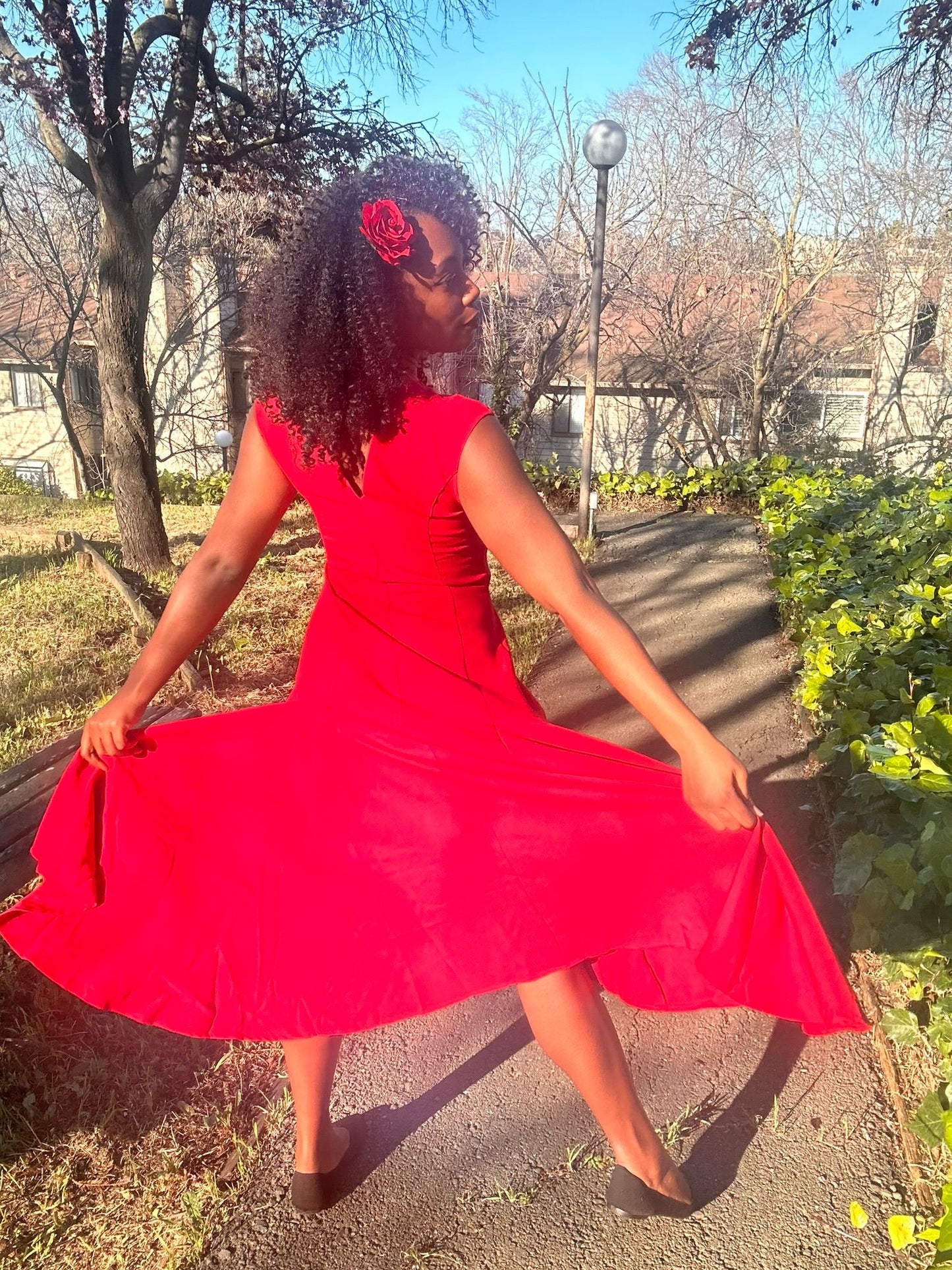 Red Mimi V-neckline Dress