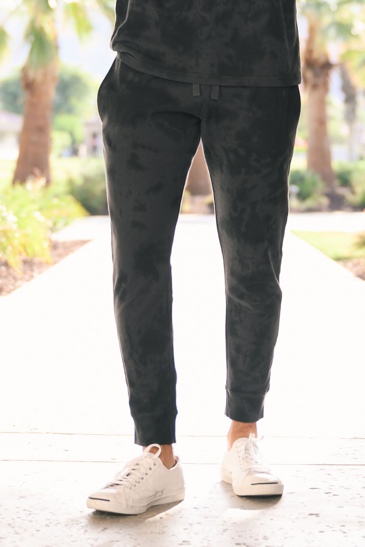 Unisex Dark Grey and Black Tie-Dyed Lounge Street Joggers