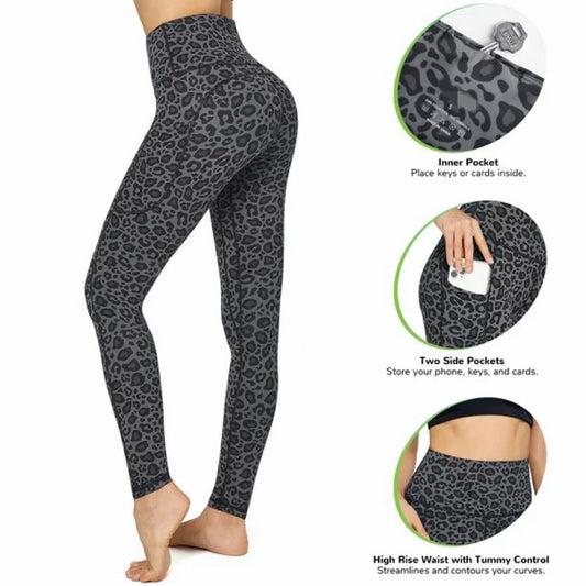 Women's Dark Leopard Butt Lifting Yoga Leggings Workout