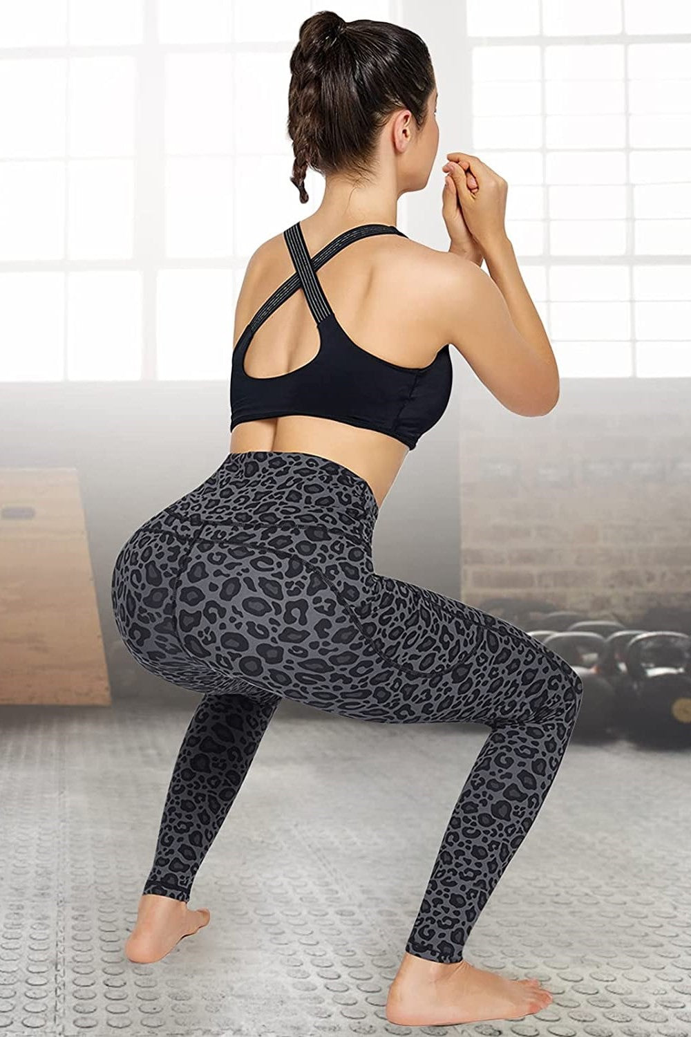 Women's Dark Leopard Butt Lifting Workout Yoga Leggings