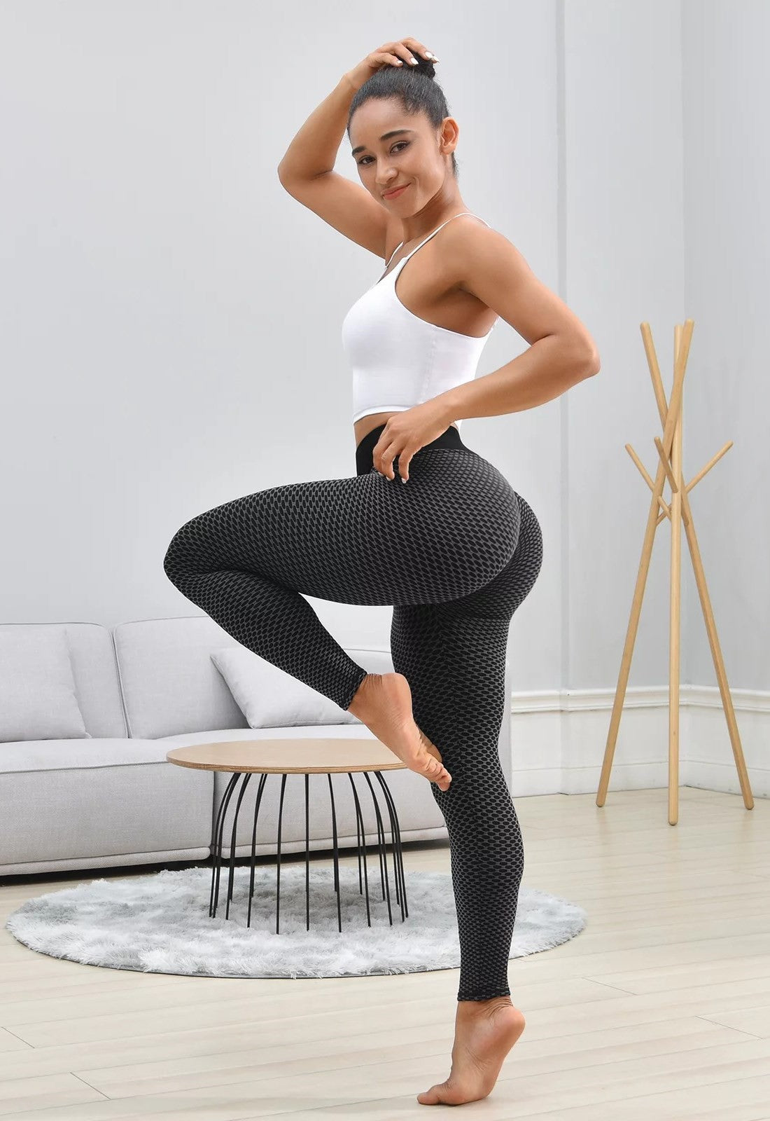 Women's Dark Grey Butt Lifting Workout Yoga Leggings