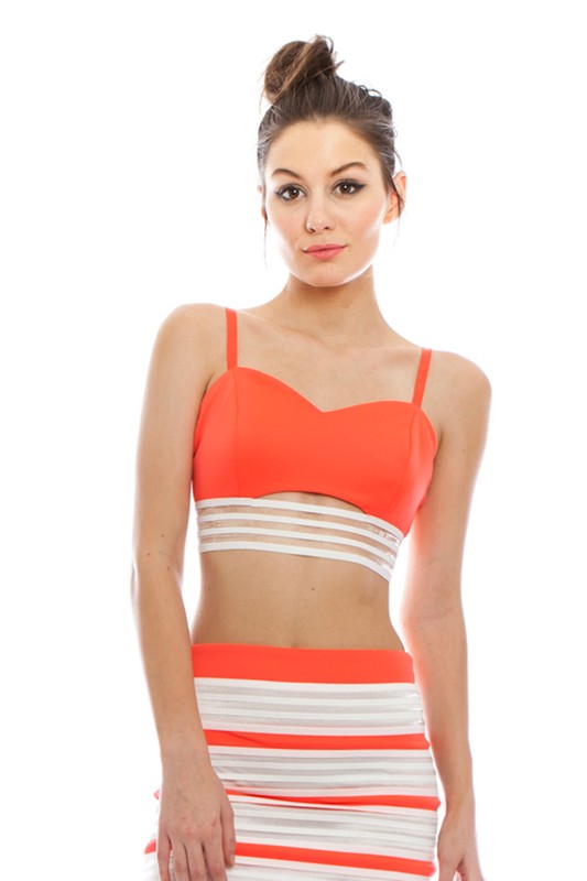 Orange and White Tank Top For Women