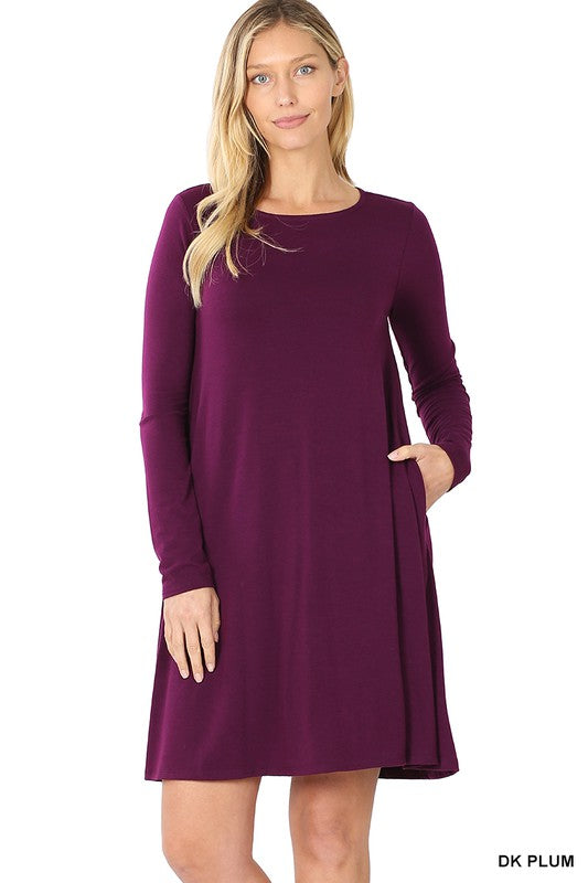 LONG SLEEVE SWING TUNIC WITH SIDE POCKETS