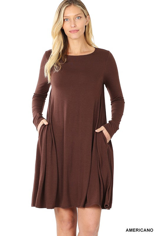 LONG SLEEVE SWING TUNIC WITH SIDE POCKETS