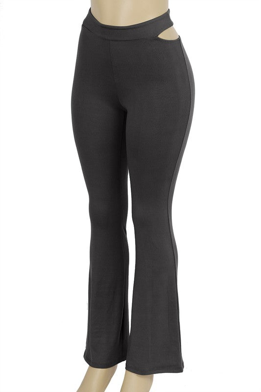 FLARE LONG YOGA PANTS WITH SIDE CUT OUTS – CLOTHES FOR COMFORT