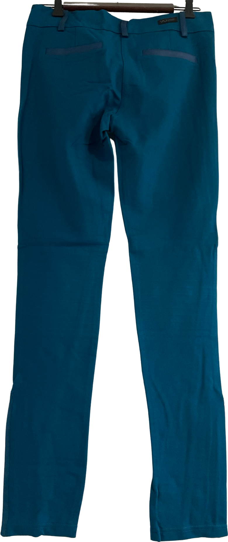 Women's Teal Ponte Pants With Pu / Zippers