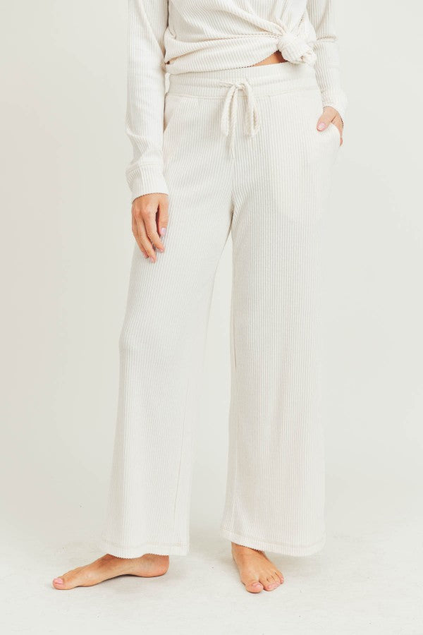 Pearled Ivory Ribbed Chill Lounge Pants
