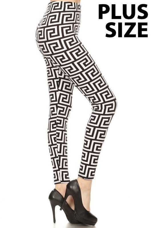 Womens New Black & White Abstract Fashion Leggings Plus Size 3X