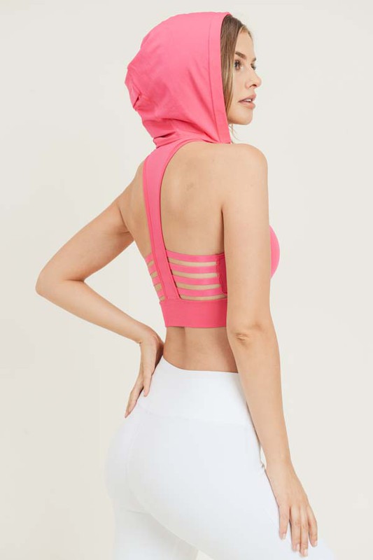 Seamless Performance Style Sports Bra With Hoodie
