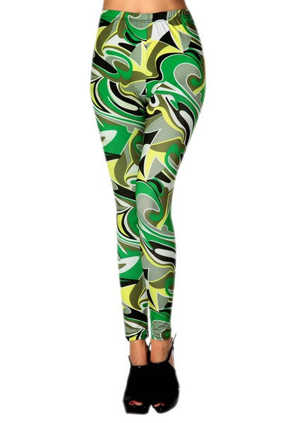 Synergy Abstract Shapes Green Print Yoga Legging