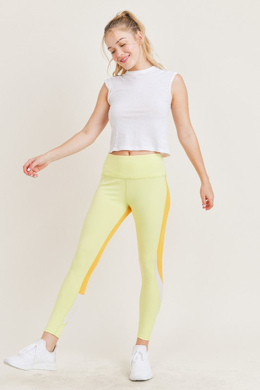 Yellow and White Tonal Color Yoga Leggings