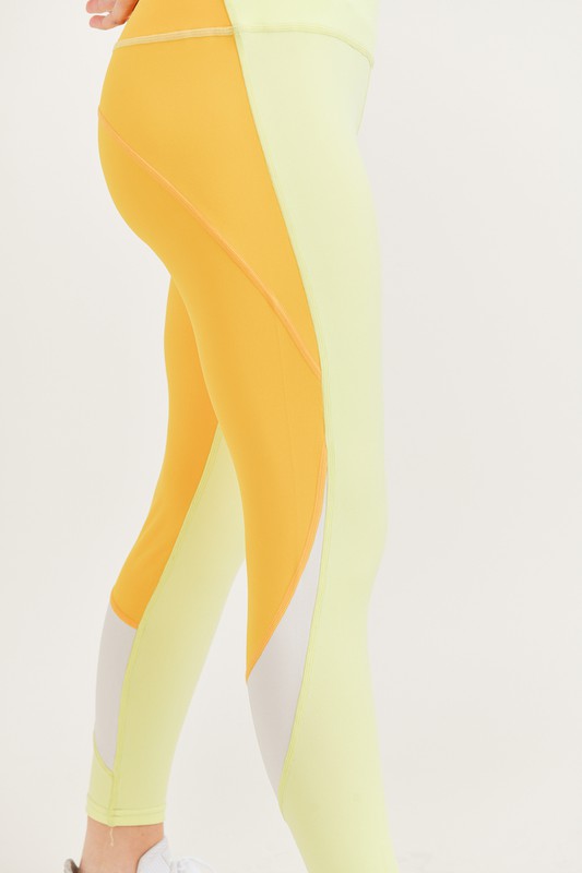 Yellow and White Tonal Color Yoga Leggings