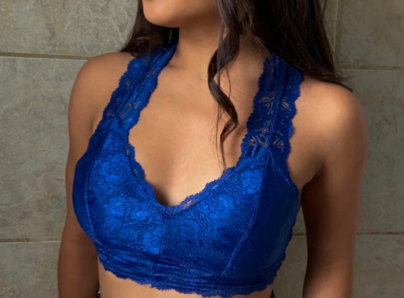 STRETCH LACE HOURGLASS BACK WITH FULL MESH LINING BRALETTE