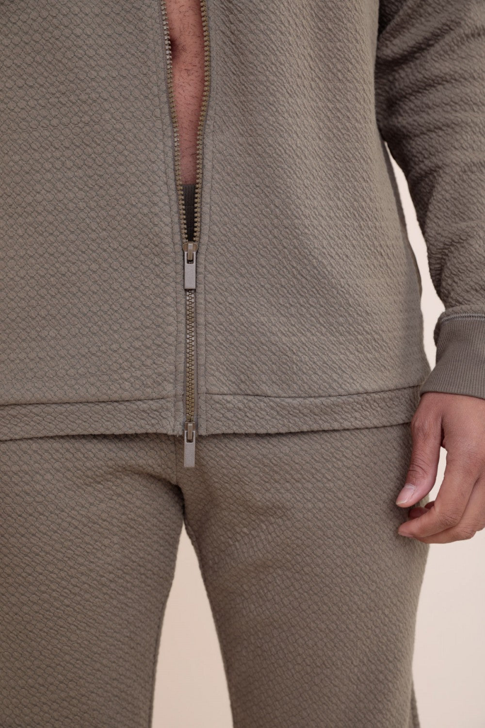 Mono B MEN - Contrast Quilted Zip-Up Hoodie Jacket