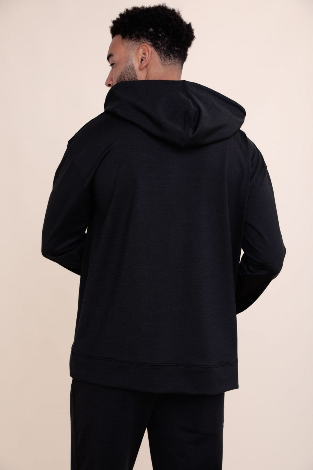 Melange Black Zip-Up Hoodie Jacket
